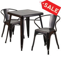Flash Furniture CH-31330-2-70-BQ-GG Antique Metal Table Set in Black